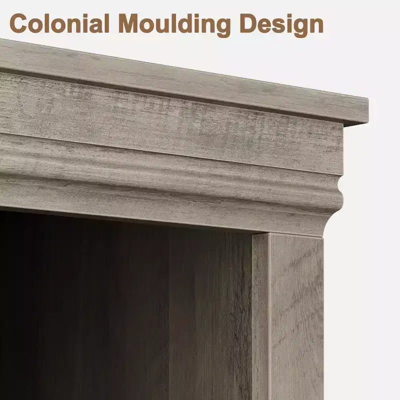 Bibliothèque de ferme Coolmee avec portes, étagère à 5 niveaux avec rangement, armoire de rangement en bois pour salon, maison, bureau, chambre à coucher