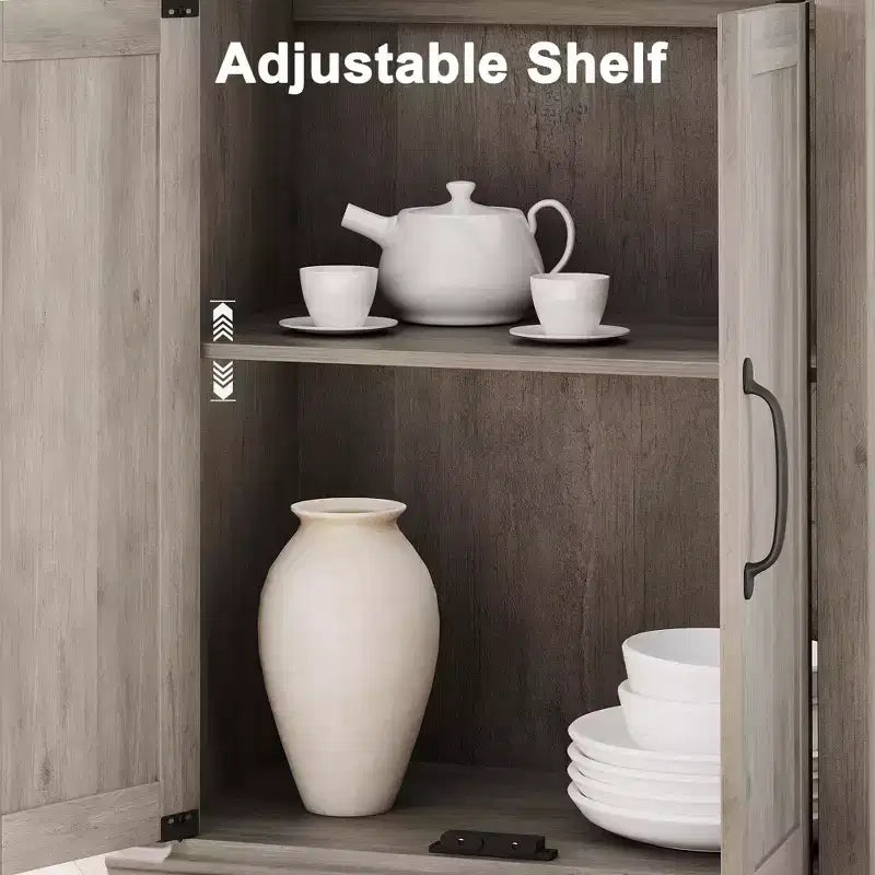Bibliothèque de ferme Coolmee avec portes, étagère à 5 niveaux avec rangement, armoire de rangement en bois pour salon, maison, bureau, chambre à coucher