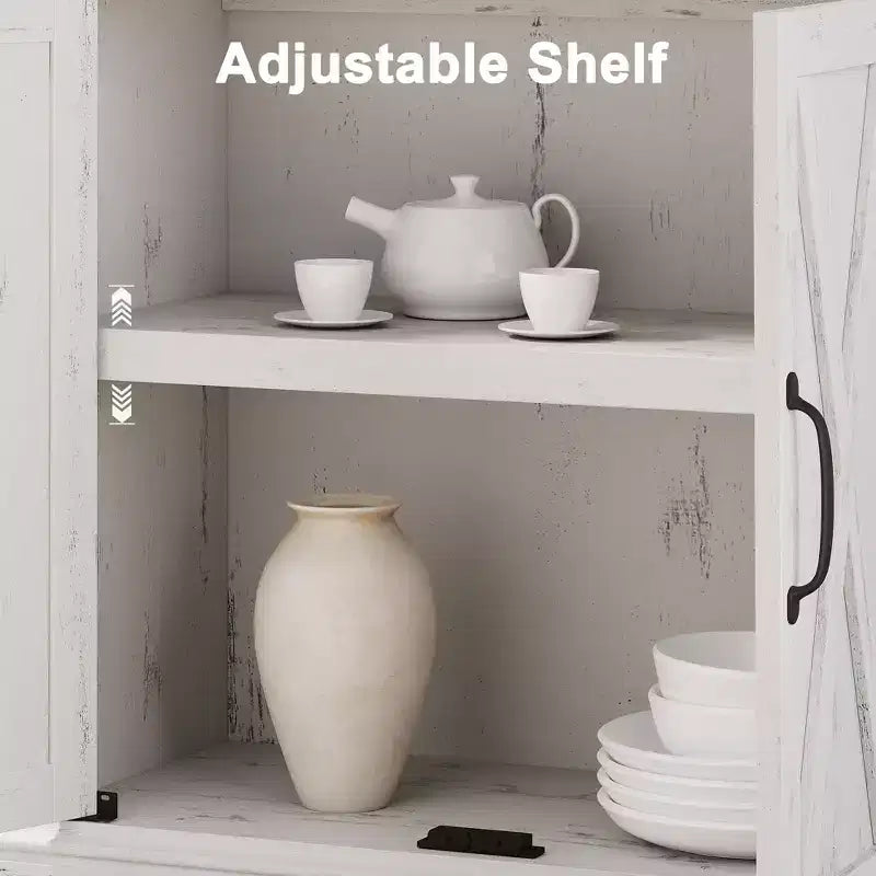Bibliothèque de ferme Coolmee avec portes, étagère à 5 niveaux avec rangement, armoire de rangement en bois pour salon, maison, bureau, chambre à coucher