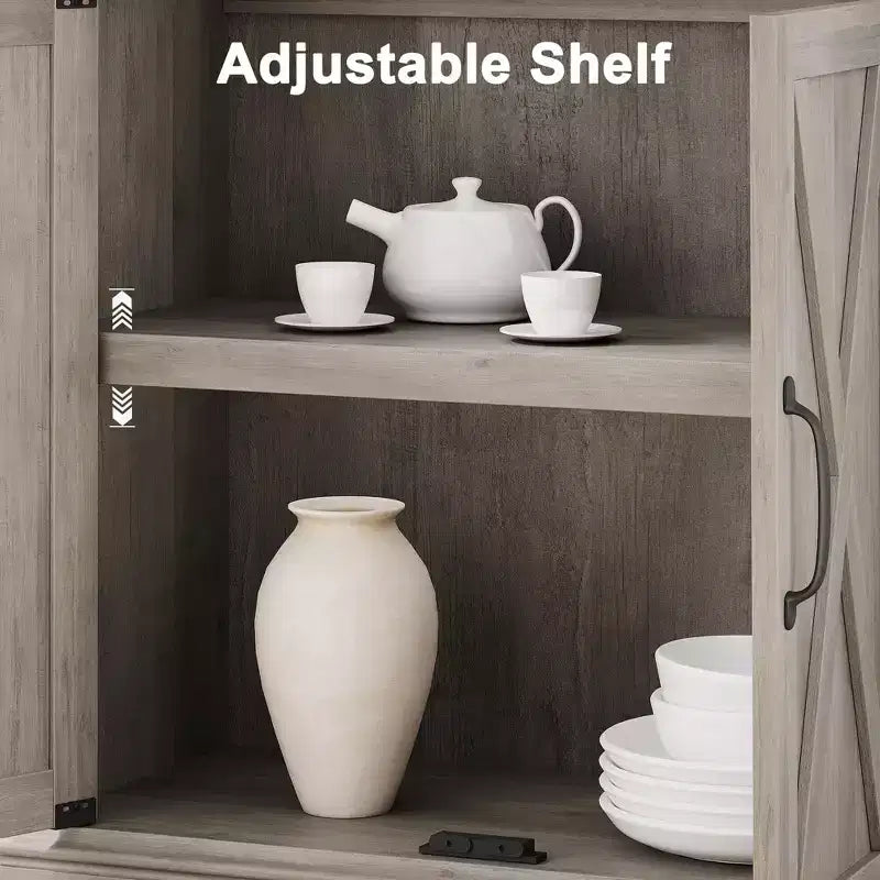 Bibliothèque de ferme Coolmee avec portes, étagère à 5 niveaux avec rangement, armoire de rangement en bois pour salon, maison, bureau, chambre à coucher