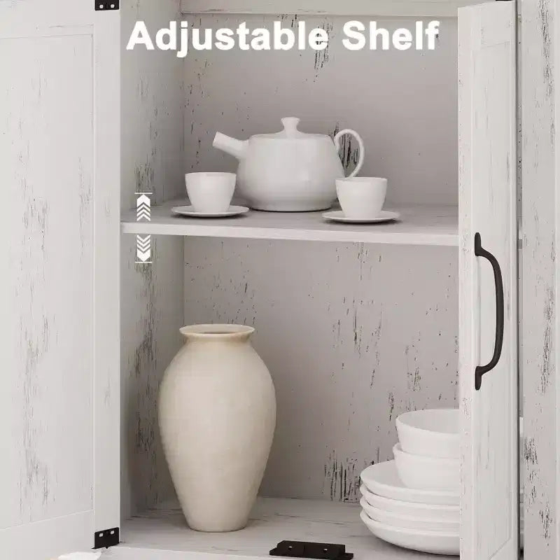 Bibliothèque de ferme Coolmee avec portes, étagère à 5 niveaux avec rangement, armoire de rangement en bois pour salon, maison, bureau, chambre à coucher