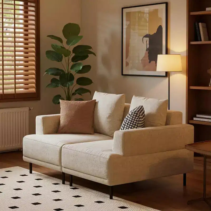Canapé sectionnel modulaire Gaoyangjiaju 66,1 po de large en tissu de style milieu de siècle avec assise confortable, adapté au salon - Beige