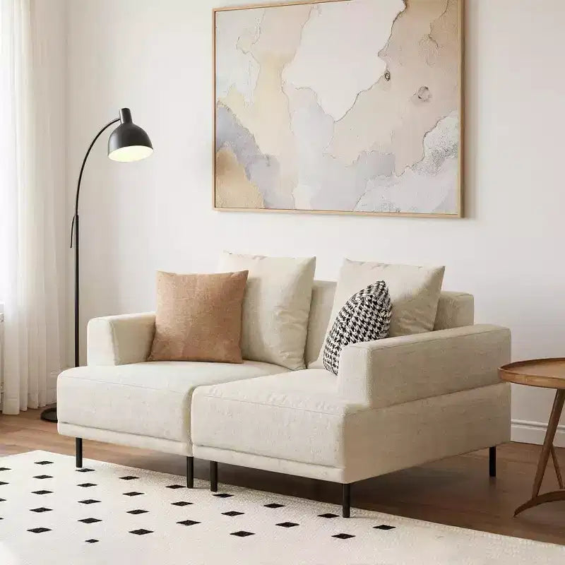 Canapé sectionnel modulaire Gaoyangjiaju 66,1 po de large en tissu de style milieu de siècle avec assise confortable, adapté au salon - Beige