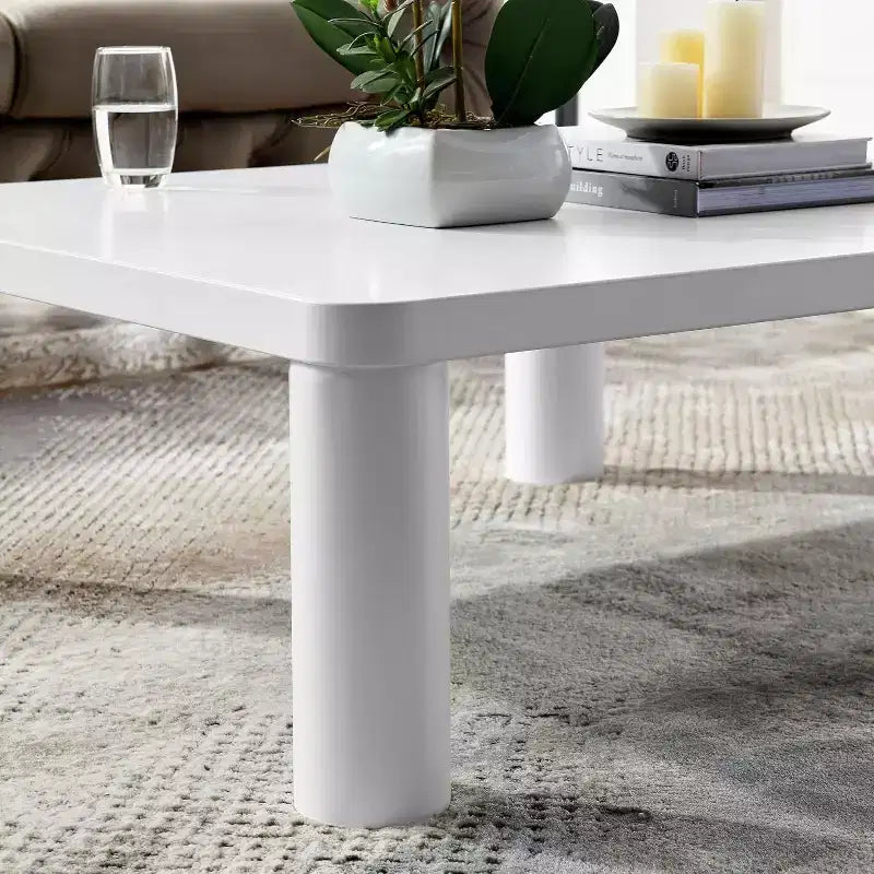 Acekool Modern Coffee Table, Thickened 1.54 MDF Top, 4 Diameter Legs, Easy Clean, Minimalist Style, for Living Room