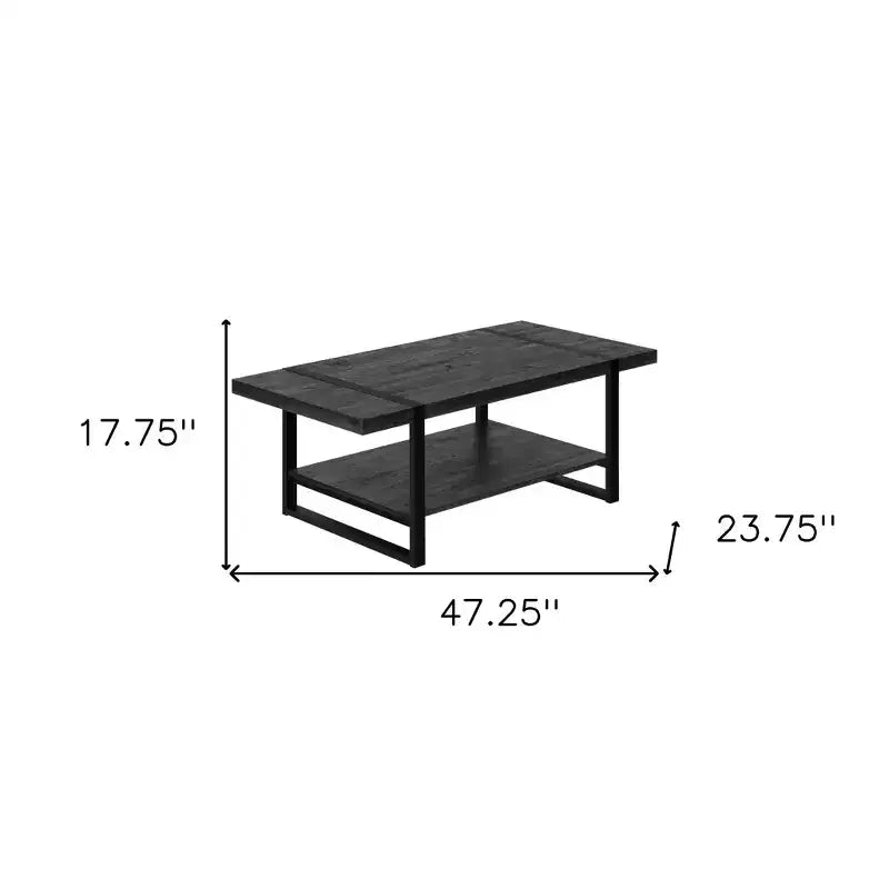 HomeRoots 47 Black Coffee Table With Shelf