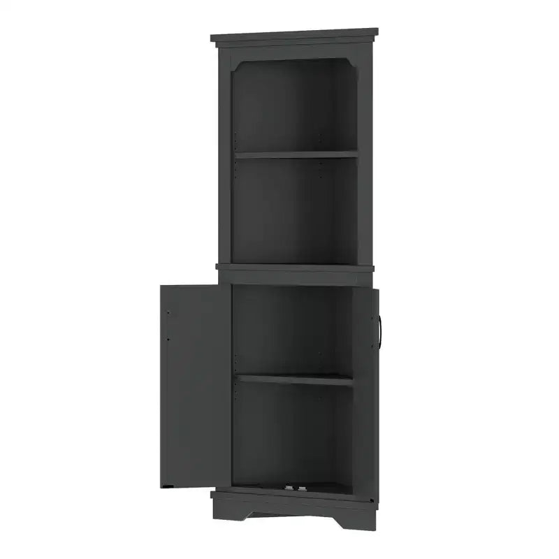 Okak Tall Freestanding Bookcase Bathroom Cabinet with 2 Doors & 2 Shelves,Floor Corner Storage Cabinet for Bathroom,Living Room