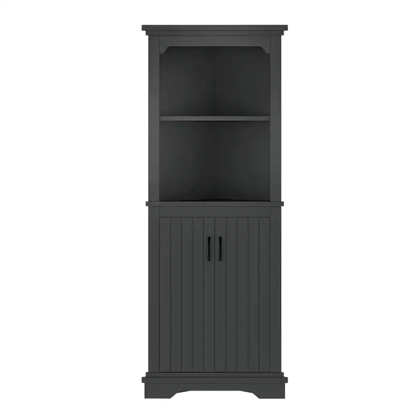 Okak Tall Freestanding Bookcase Bathroom Cabinet with 2 Doors & 2 Shelves,Floor Corner Storage Cabinet for Bathroom,Living Room