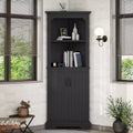 Okak Tall Freestanding Bookcase Bathroom Cabinet with 2 Doors & 2 Shelves,Floor Corner Storage Cabinet for Bathroom,Living Room