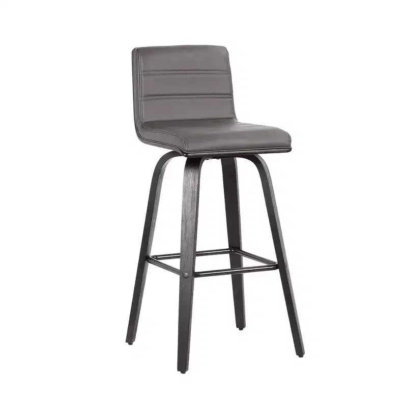HomeRoots 30 Gray And Black Iron Swivel Low Back Bar Height Bar Chair
