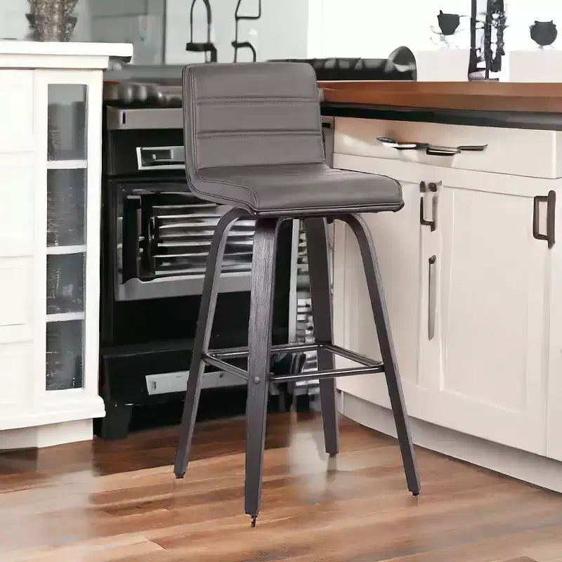 Chaise de bar HomeRoots pivotante à dossier bas en fer gris et noir, hauteur comptoir, 76 cm