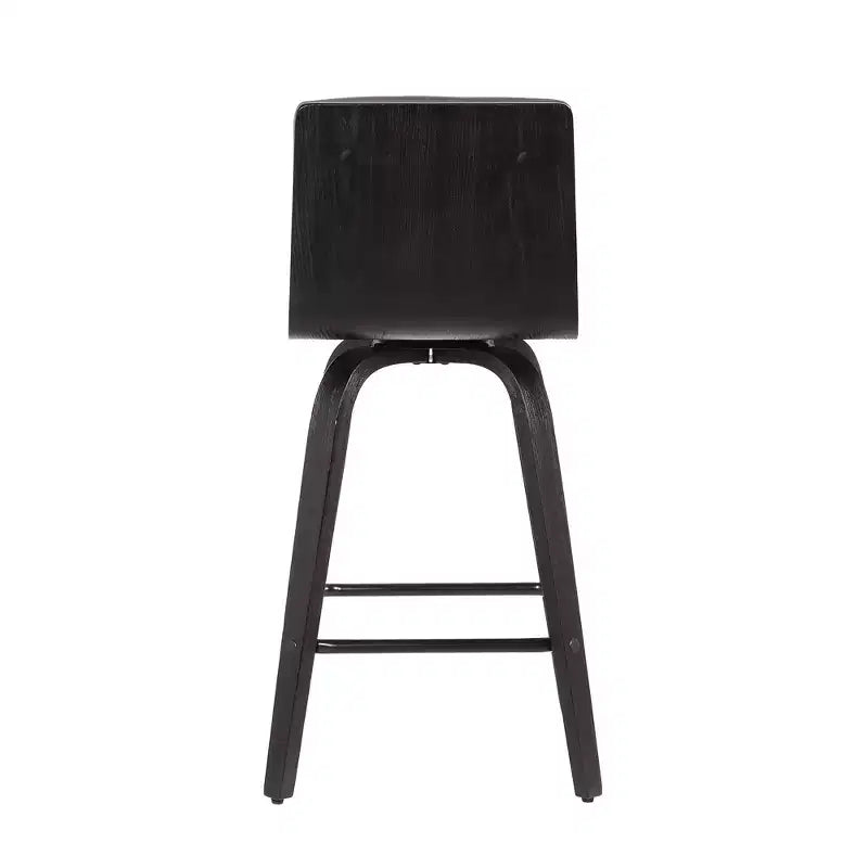 Chaise de bar HomeRoots pivotante à dossier bas en fer gris et noir, hauteur comptoir, 76 cm