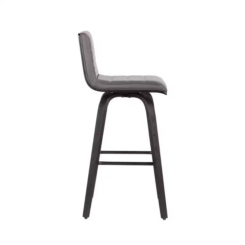 Chaise de bar HomeRoots pivotante à dossier bas en fer gris et noir, hauteur comptoir, 76 cm