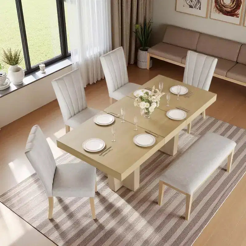 Ensemble de salle à manger extensible 6 pièces Polibi Modern Farmhouse