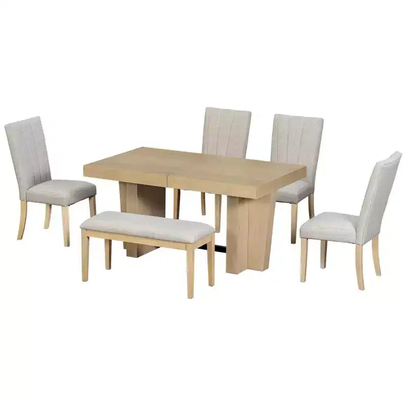 Ensemble de salle à manger extensible 6 pièces Polibi Modern Farmhouse