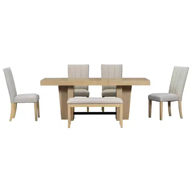 Ensemble de salle à manger extensible 6 pièces Polibi Modern Farmhouse