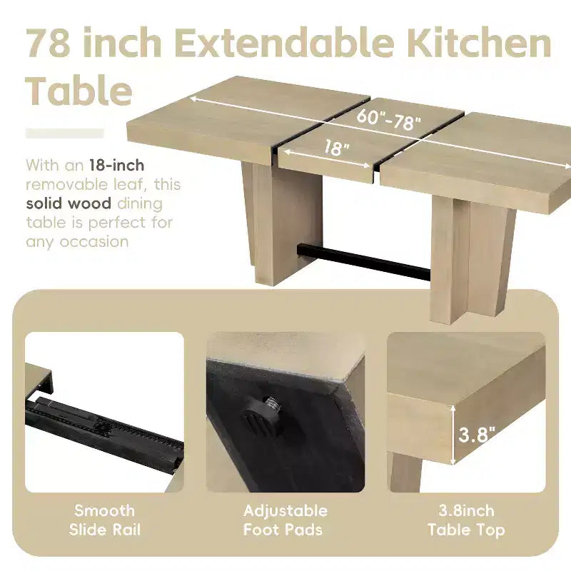 Ensemble de salle à manger extensible 6 pièces Polibi Modern Farmhouse