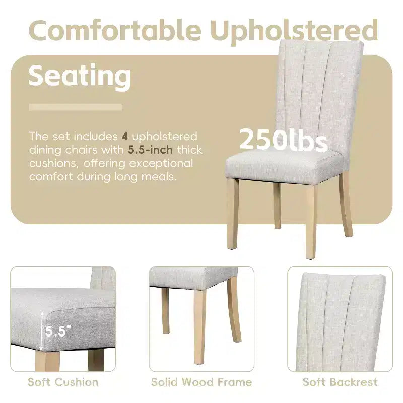 Ensemble de salle à manger extensible 6 pièces Polibi Modern Farmhouse