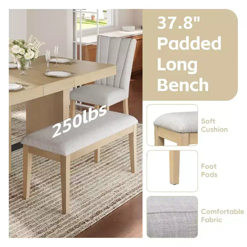 Ensemble de salle à manger extensible 6 pièces Polibi Modern Farmhouse