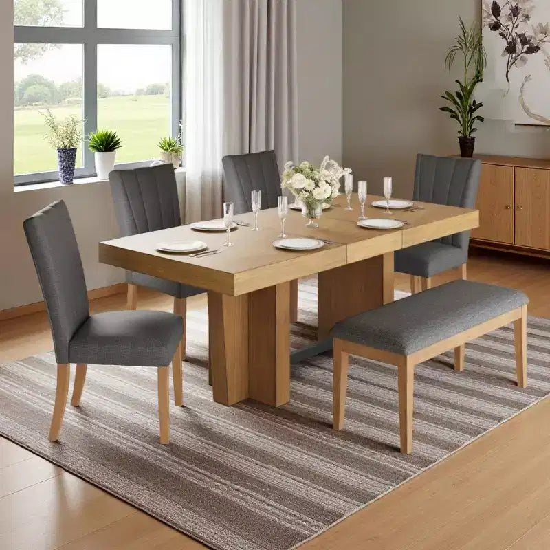 Ensemble de salle à manger extensible 6 pièces Polibi Modern Farmhouse