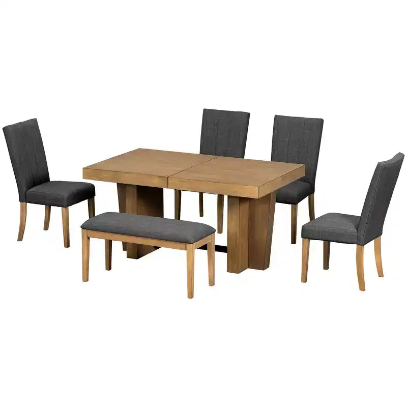 Ensemble de salle à manger extensible 6 pièces Polibi Modern Farmhouse