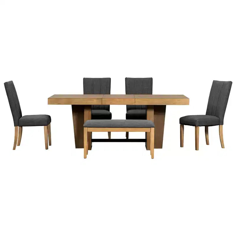Ensemble de salle à manger extensible 6 pièces Polibi Modern Farmhouse