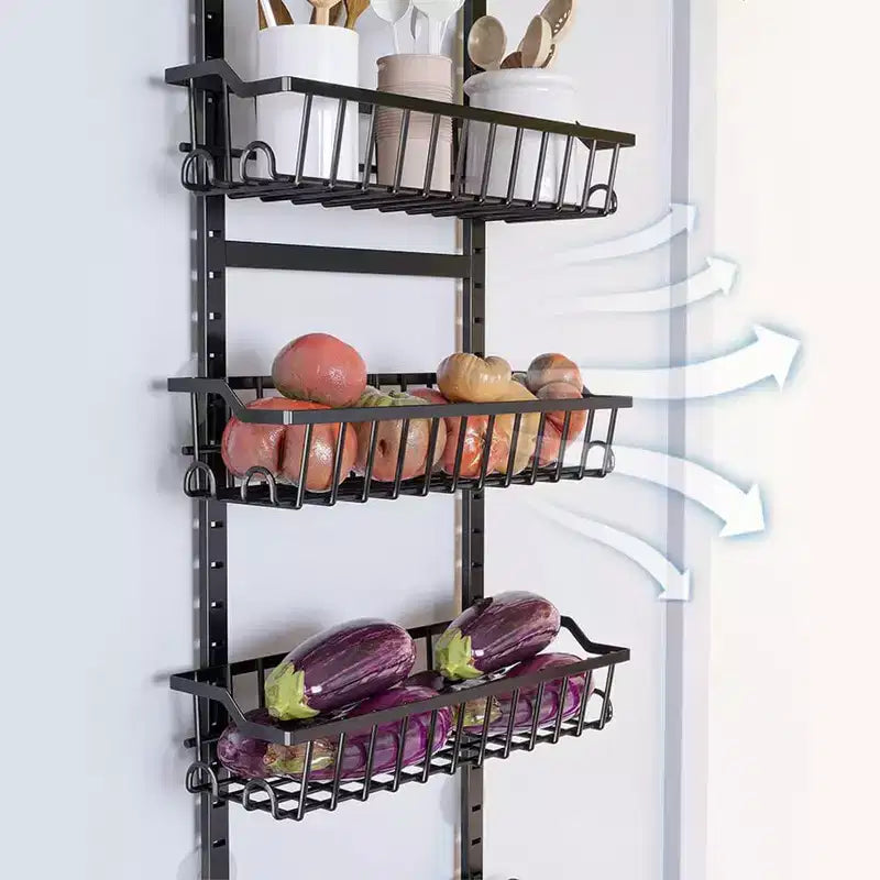 6-Tier Over The Door Pantry Organizer, Metal Door Hanging Spice Storage Rack Adjustable Hanging Door Organizer With Detachable Baskets for Kitchen