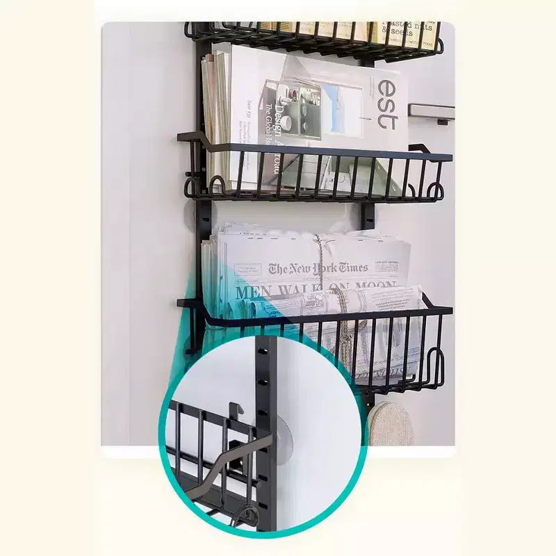 6-Tier Over The Door Pantry Organizer, Metal Door Hanging Spice Storage Rack Adjustable Hanging Door Organizer With Detachable Baskets for Kitchen