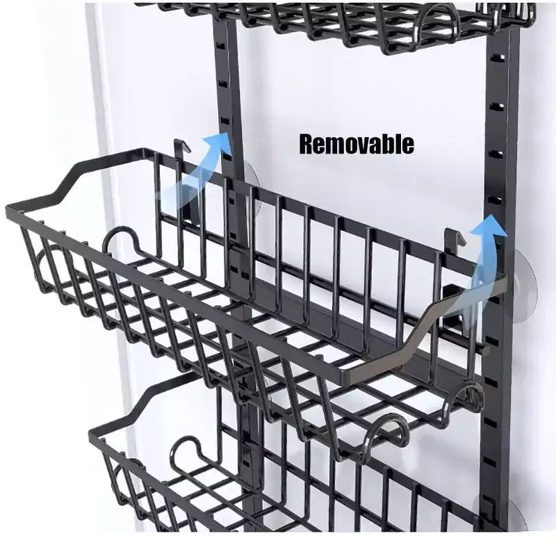 6-Tier Over The Door Pantry Organizer, Metal Door Hanging Spice Storage Rack Adjustable Hanging Door Organizer With Detachable Baskets for Kitchen