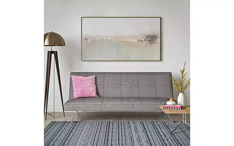 Modern Convertible futon Sofa Bed, Fabric loveseat with Metal Legs, Adjustable backrest