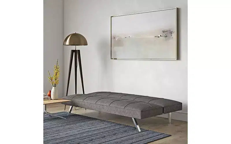 Modern Convertible futon Sofa Bed, Fabric loveseat with Metal Legs, Adjustable backrest