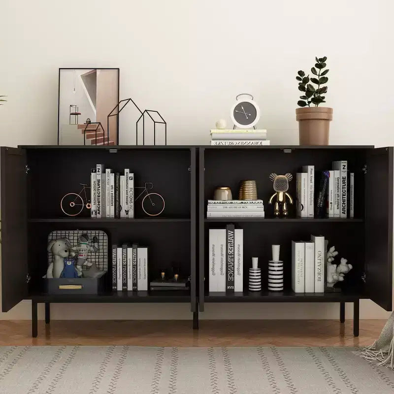 Okak Modern Sideboard Buffet, Storage Cabinet with 2 Doors and Hand-carved Patterns, Curio Cabinet for Dining Room, Living Room, Kitchen