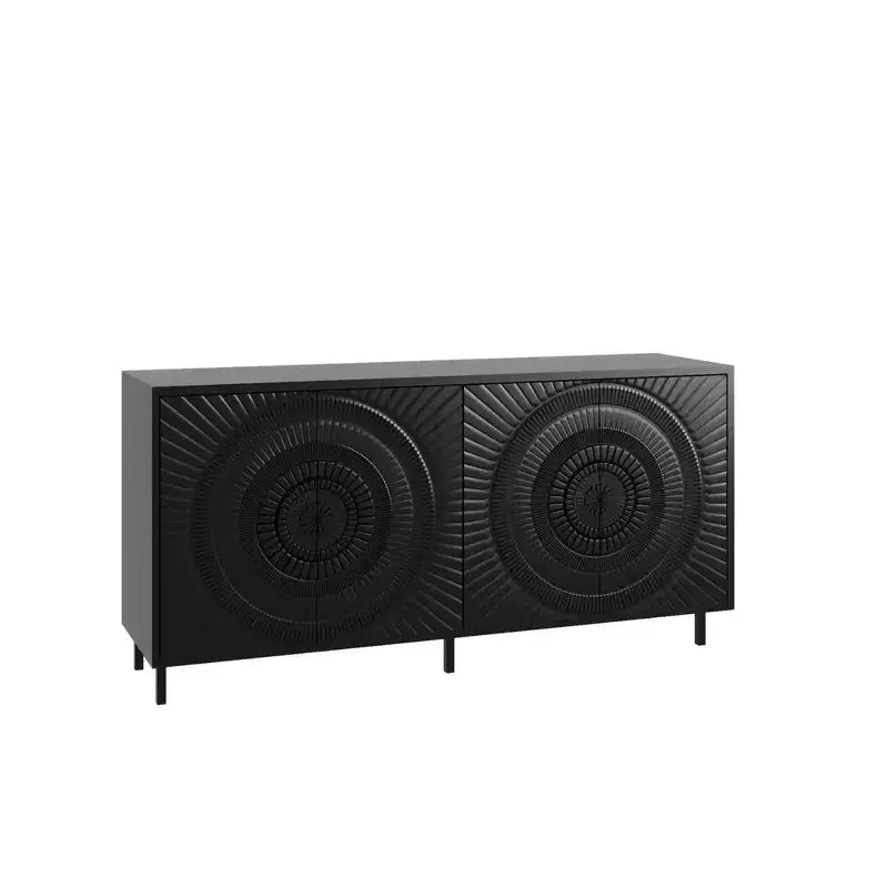 Okak Modern Sideboard Buffet, Storage Cabinet with 2 Doors and Hand-carved Patterns, Curio Cabinet for Dining Room, Living Room, Kitchen