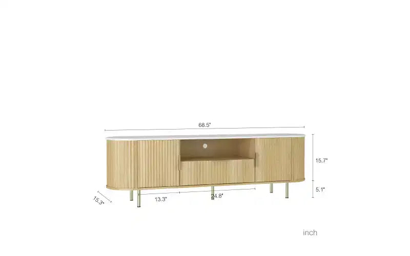 TV Stand for Living Room, Modern TV Consoles with Power Outlet, Entertainment Center w/Door Cabinets & Open Shelves for Living Room, Bedroom