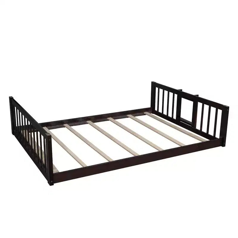 Whisen Full-Over-Full-Over-Full Wood Triple Bunk Bed with Built-in Ladder and Slide, Guardrails