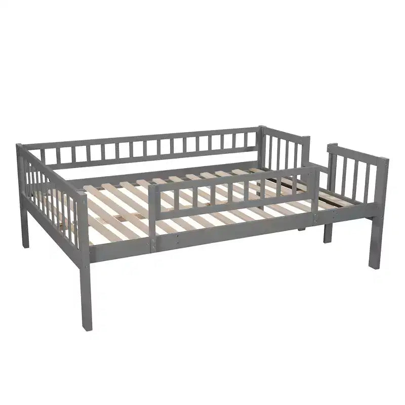 Whisen Full-Over-Full-Over-Full Wood Triple Bunk Bed with Built-in Ladder and Slide, Guardrails