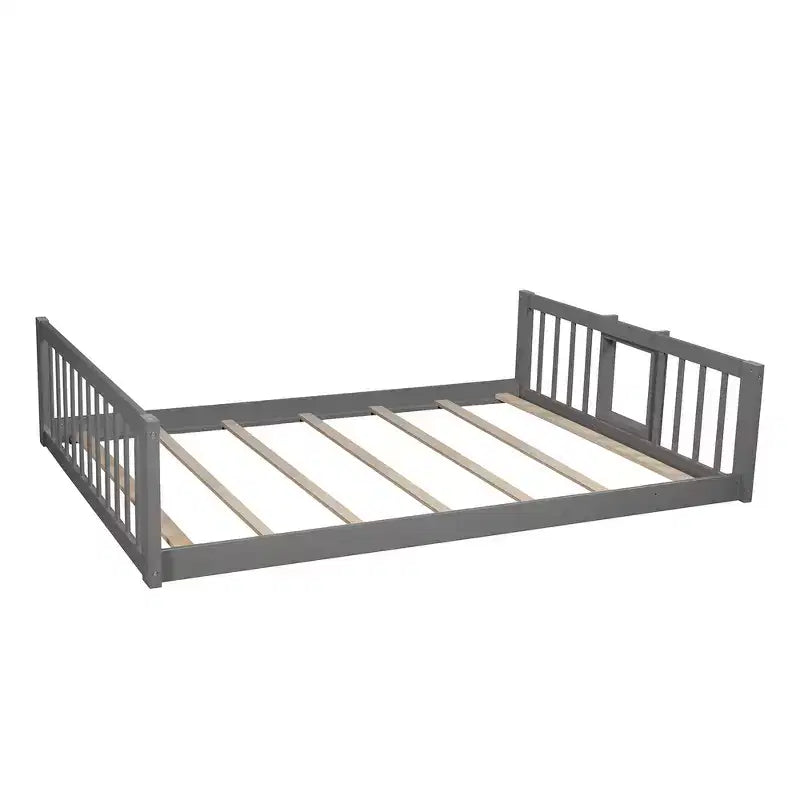 Whisen Full-Over-Full-Over-Full Wood Triple Bunk Bed with Built-in Ladder and Slide, Guardrails