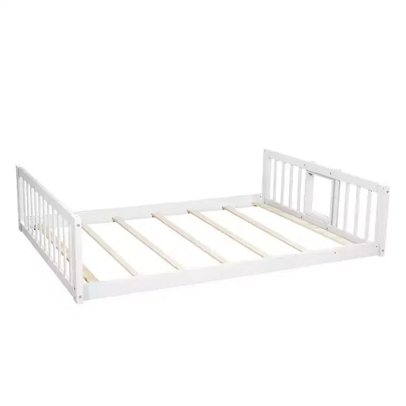 Whisen Full-Over-Full-Over-Full Wood Triple Bunk Bed with Built-in Ladder and Slide, Guardrails