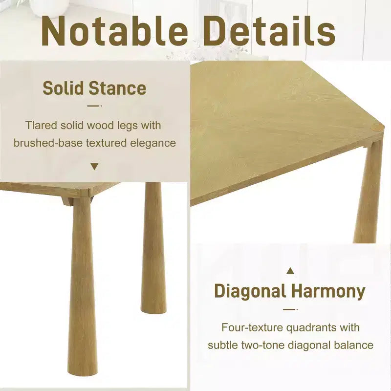 Ensemble de salle à manger rétro 7 pièces avec table rectangulaire et 6 chaises rembourrées
