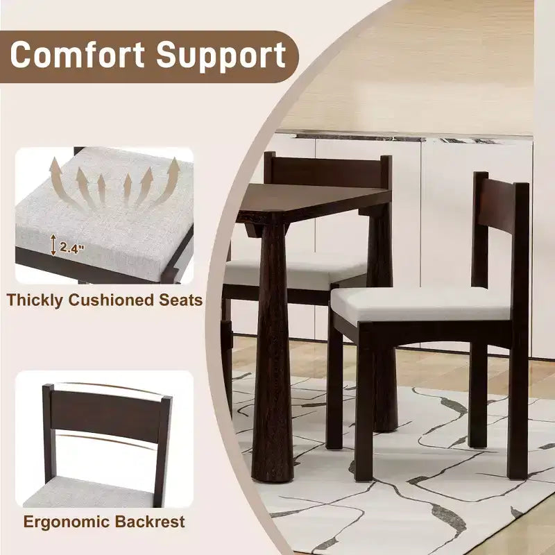 Ensemble de salle à manger rétro 7 pièces avec table rectangulaire et 6 chaises rembourrées