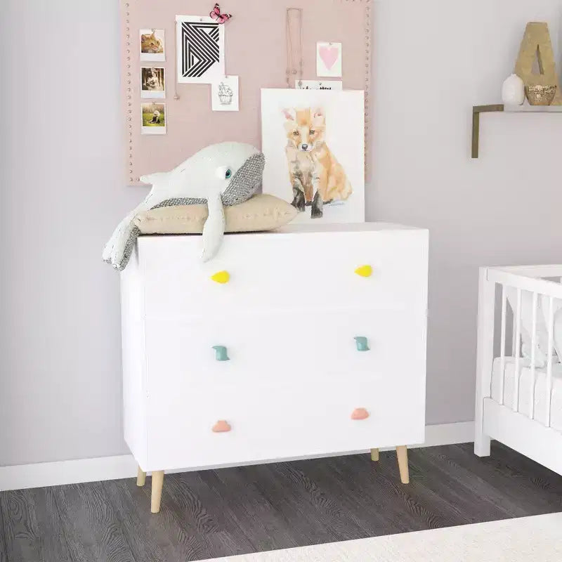 Kids 3 Drawer Dresser, Baby Nightstand for Bedroom, Storage Cabinet for Toddler Child for Living Room, Toddler Room