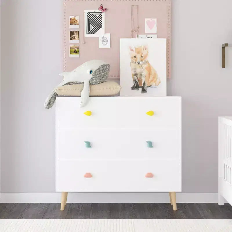 Kids 3 Drawer Dresser, Baby Nightstand for Bedroom, Storage Cabinet for Toddler Child for Living Room, Toddler Room