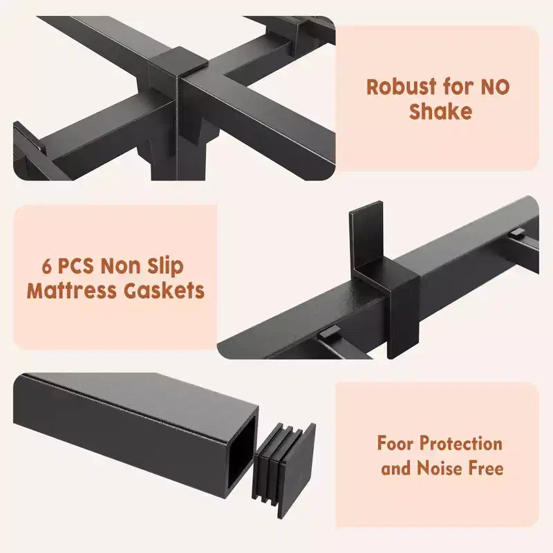 Full Metal Bed Frame, 14 High Platform Bed Frame, Heavy Duty 800Lbs Capacity, No Box Spring, No Screws Needed with Reinforced Slats, Easy Assembly