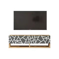 HomeStock Future TV Unit Pine-Anthracite UV Print 40 inches Floating Entertainment Center Console with Storage Shelves & Doors