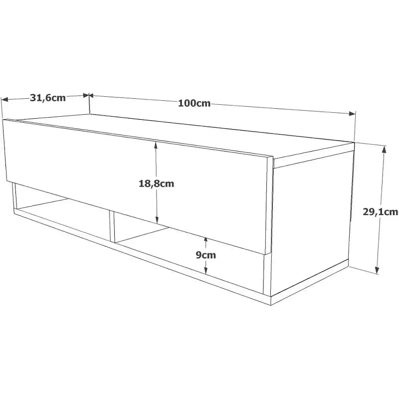 Meuble TV mural HomeStock Future en pin-anthracite, impression UV, 40 pouces, console de divertissement flottante avec étagères de rangement et portes