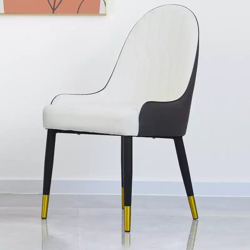 Modern PU Sponge-Filled Dining Chair, Solid Wood & Metal Legs, Set of 2, Suitable for Dining Rooms & Offices