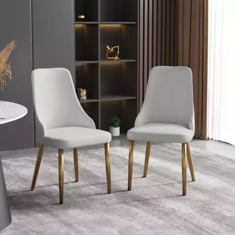 Modern PU Sponge-Filled Dining Chair, Solid Wood & Metal Legs, Set of 2, Suitable for Dining Rooms & Offices
