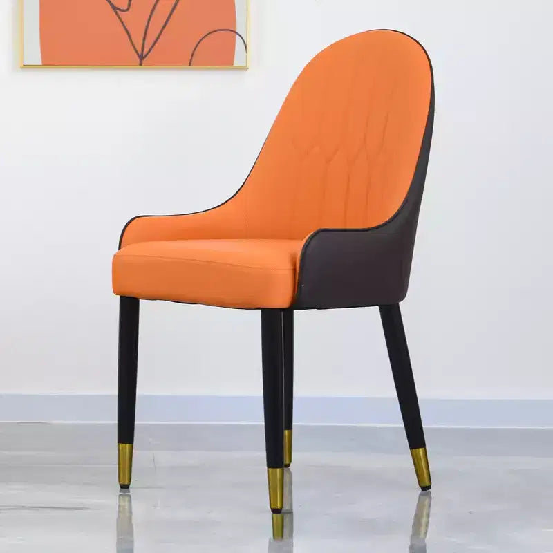 Modern PU Sponge-Filled Dining Chair, Solid Wood & Metal Legs, Set of 2, Suitable for Dining Rooms & Offices