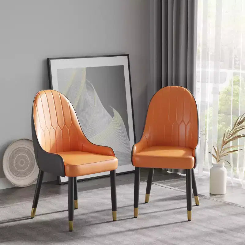Modern PU Sponge-Filled Dining Chair, Solid Wood & Metal Legs, Set of 2, Suitable for Dining Rooms & Offices