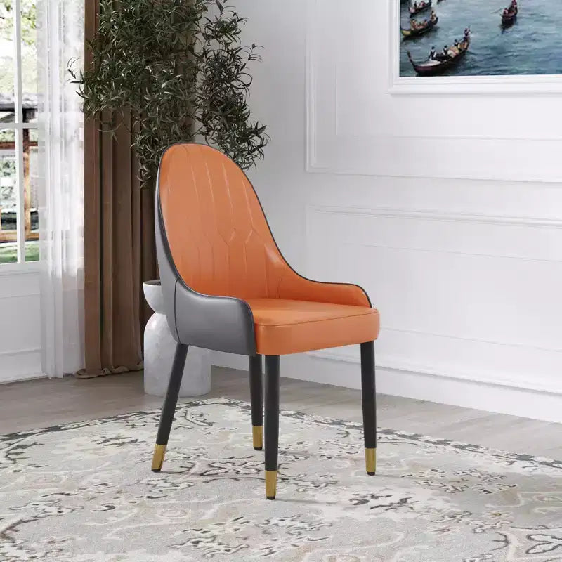 Modern PU Sponge-Filled Dining Chair, Solid Wood & Metal Legs, Set of 2, Suitable for Dining Rooms & Offices
