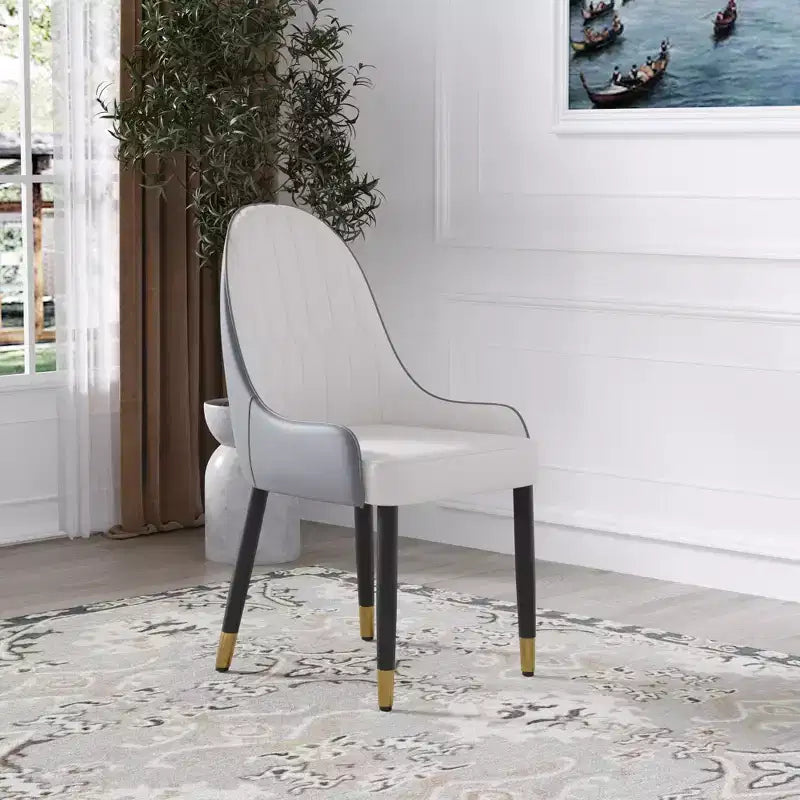 Modern PU Sponge-Filled Dining Chair, Solid Wood & Metal Legs, Set of 2, Suitable for Dining Rooms & Offices